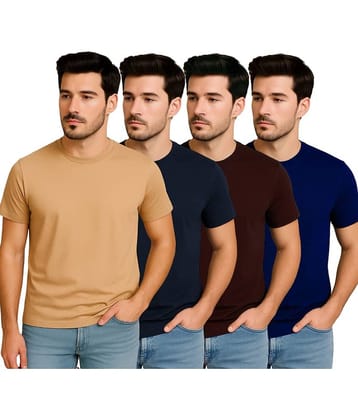 NOW OR NEVER Men Polyester Regular Fit Solid T-Shirt ( Multicolor12 )