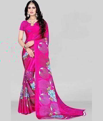 LEELAVATI Crepe Printed Saree With Unstitched Blouse Piece ( Blue )