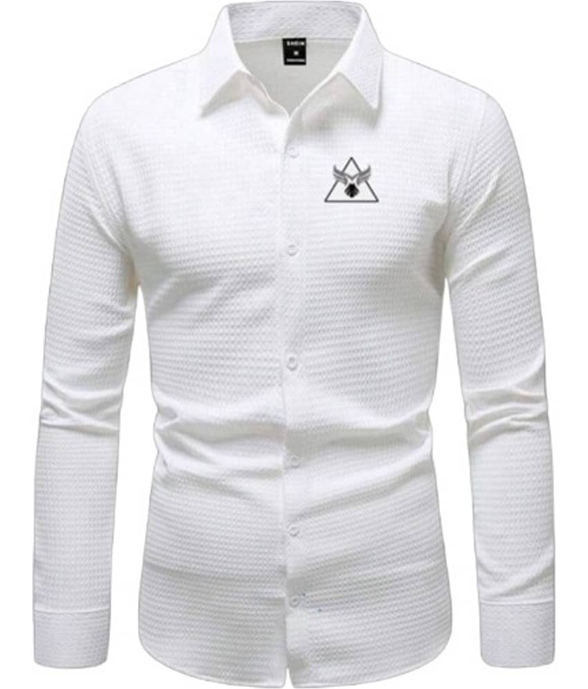 bluecorp enterprise Cotton Blend Regular Fit Self Design Full Sleeves Men's Casual Shirt - White ( Pack of 1 )