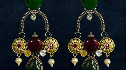 Bilasita Multicolour Stone Dangler Earrings | Traditional Ethnic Design | Festive & Wedding Wear Bilasita Multicolour Stone Dangler Earrings | Traditional Ethnic Design | Festive & Wedding Wear