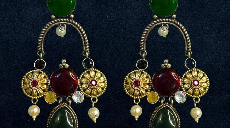 Bilasita Multicolour Stone Dangler Earrings | Traditional Ethnic Design | Festive & Wedding Wear
