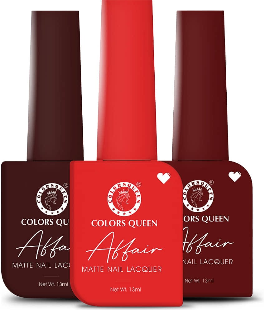 Colors Queen Affair Nail Polish setof 3 (08 Tangy Sun Set, 32 Dark Sienna & 43 Red Carpet)