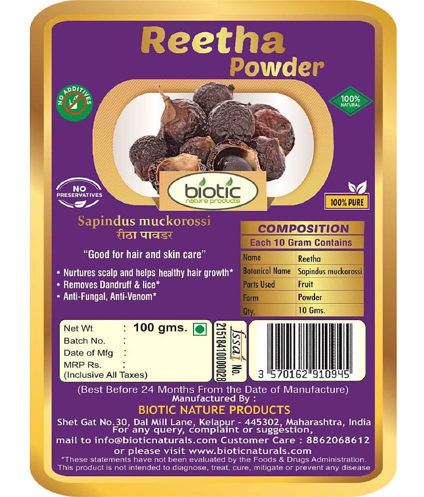Biotic Reetha Powder | Aritha | Ritha Hair Scalp Treatment 200 g Pack of 2