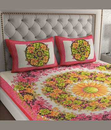 Cosito Cotton 1 Double Bedsheet with 2 Pillow Covers ( Pink )