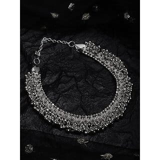 Fashion Latest Traditional Boho Design Oxidised Silvece Choker Necklace for girls