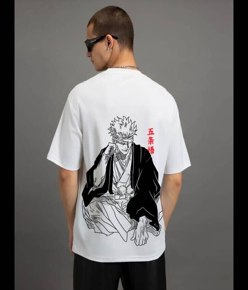 yellow tree Men Cotton Regular Fit Printed T-Shirt ( White )