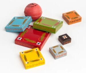 Handicraft Exim Traditional Wooden Sitoliya Game | Hand-Painted Stacking Blocks | Classic Indian Outdoor Game