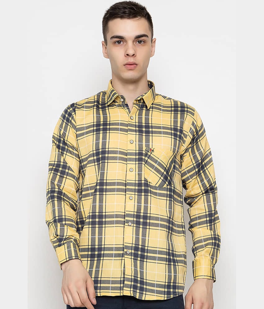 MODERNITY 100% Cotton Regular Fit Checks Full Sleeves Men's Casual Shirt - Yellow ( Pack of 1 )