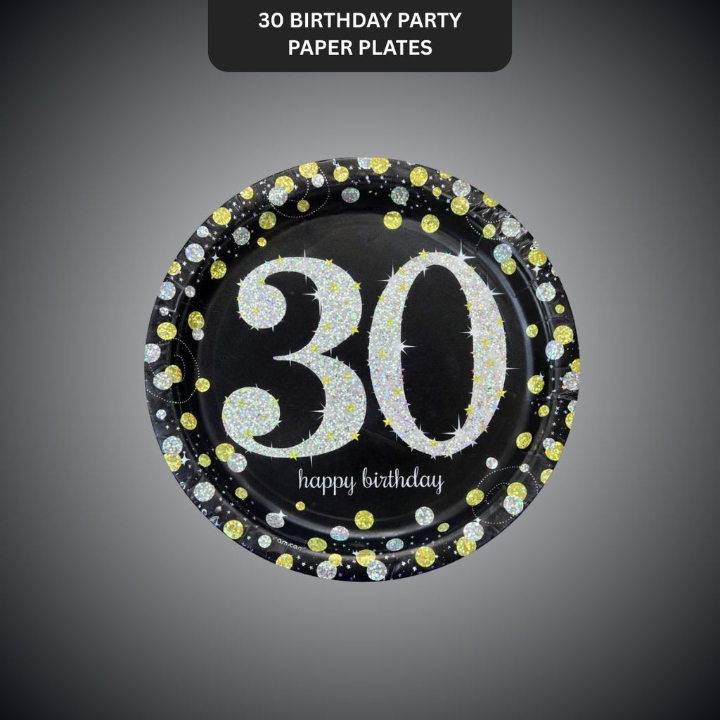 Happy 30 Birthday Party Paper Plates - 9 inches - 8PC - Party and Festive Needs | Buy online on ZillyBuy