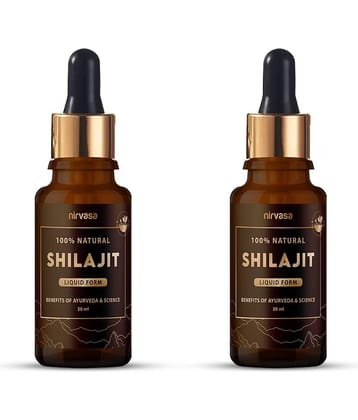 Nirvasa Pure Shilajit Liquid, Vigour and Vitality for men, enriched with Pure Dry Shilajit Extract, Vegan, Ayurvedic Classical Product, (2 X 60 ML)