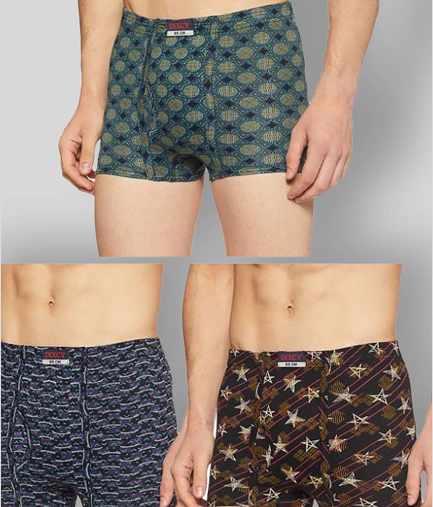 Dixcy - Teal 100% Cotton Men's Trunks ( Pack of 3 )