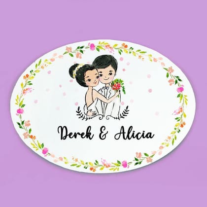Blessed Couple - Handpainted Personalised Name Plate