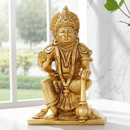 Brass Hanuman Ji Idol Statue - Home Temple Murti, Height : 6 Inch (BSMAS1527 E)