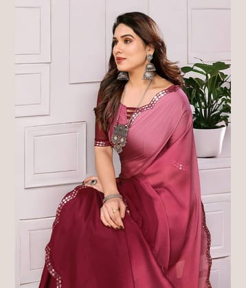 TTH Silk Self Design Saree With Unstitched Blouse Piece ( Maroon )