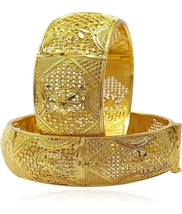 Zeneme Fashion Jewellery Traditional Gold Plated Bracelet Bangles Set of 2 for Girls and Women