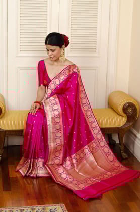 Women's Soft Banarasi Soft Silk Sarees with Blouse Piece