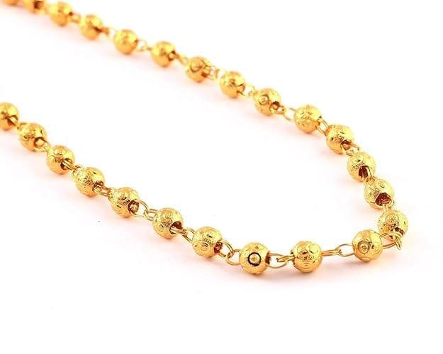 Chain Gold Plated Matar Mala Long Size Designer Daily Use Ball Jewelry for Men Women, Boys Girls, Unisex