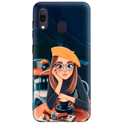 Cute Coffe Lover Girl Samsung A20 / A30 /M10S Premium Embossed Mobile cover