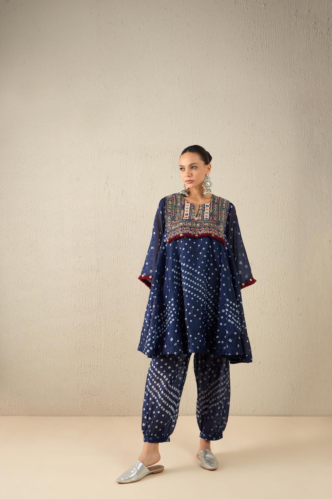 Afghani Bandhani Set (Navy Blue)-XS