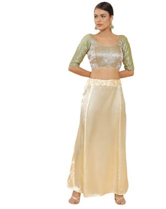 Women's Silk Solid Free Size Petticoat (Cream)