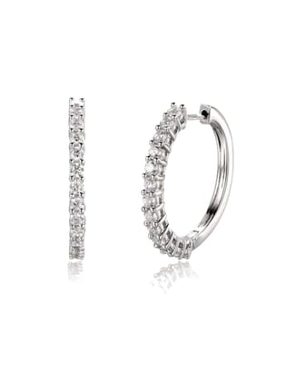 AAA Grade American Diamonds Hoop Bali Earrings In 925 Sterling Silver