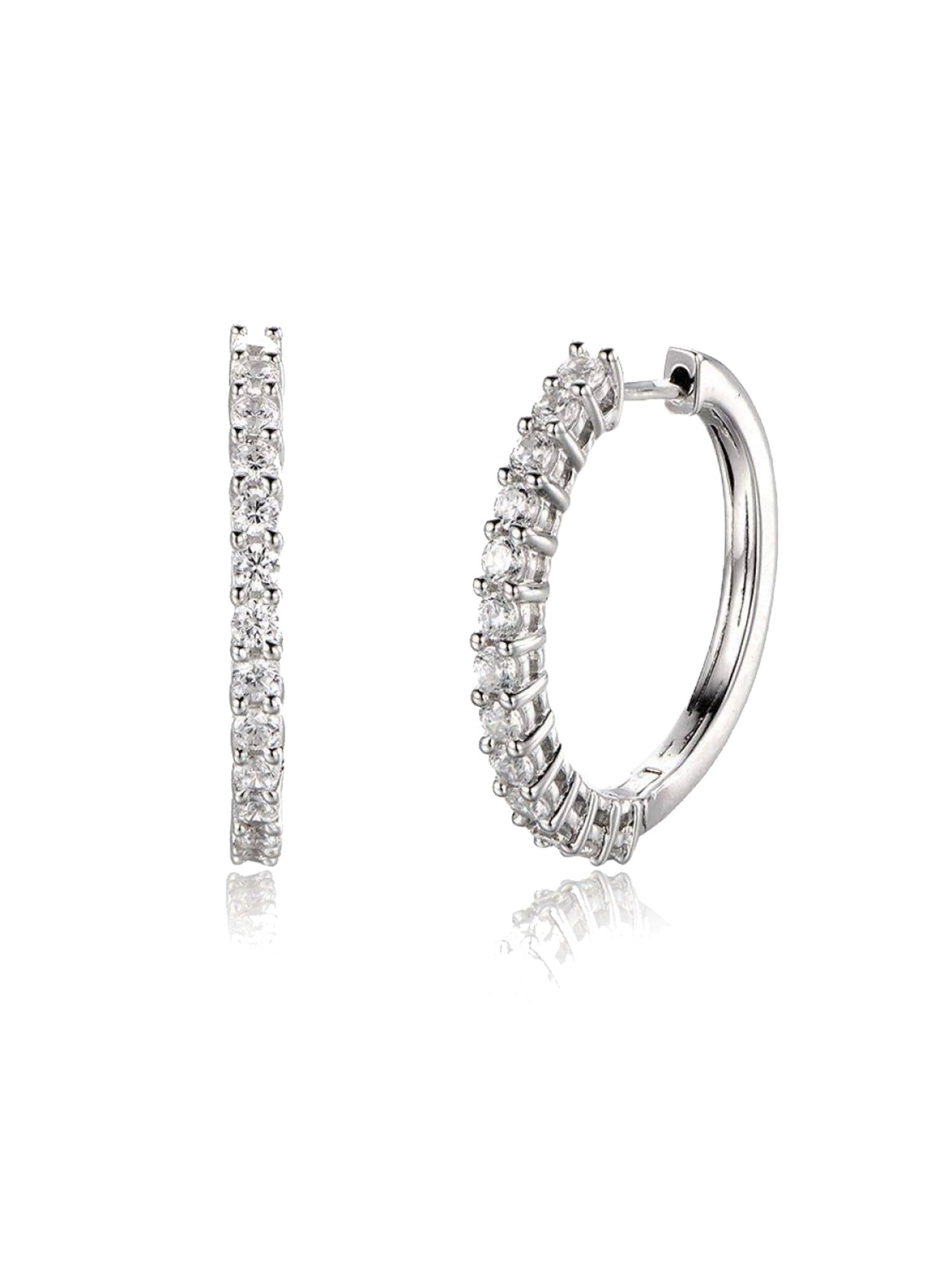 AAA Grade American Diamonds Hoop Bali Earrings In 925 Sterling Silver