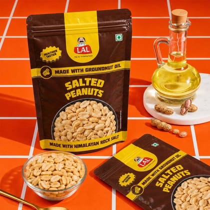 Lal Salted Peanuts Made with Groundnut Oil & Himalayan Rock Salt Guilt-Free Snack - 150g