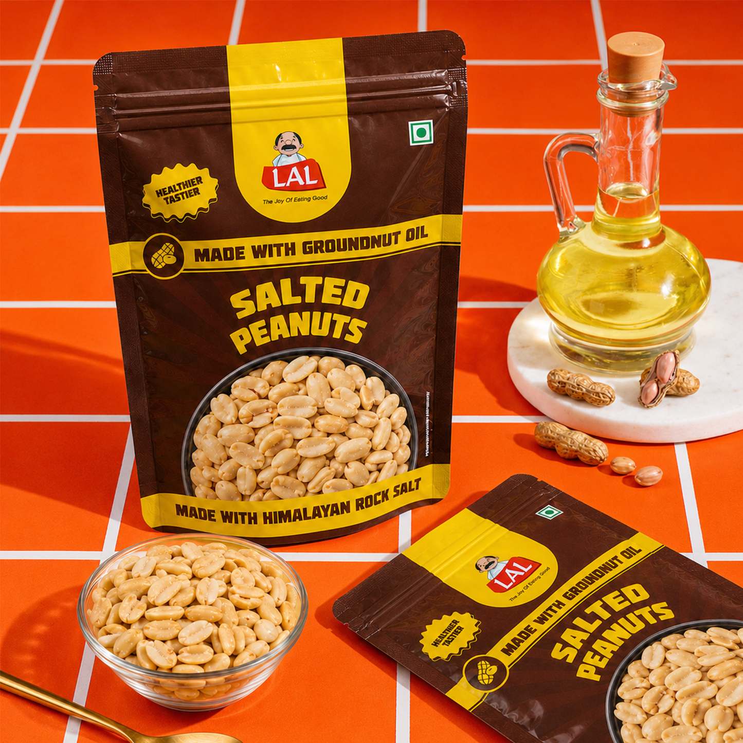 Lal Salted Peanuts Made with Groundnut Oil & Himalayan Rock Salt Guilt-Free Snack - 150g
