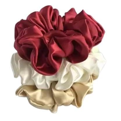Elecsera Silk Hair Scrunchies Large Hair Tie Elastic Hair Bands Set of 3 pcs Rubber Band (Multicolor)