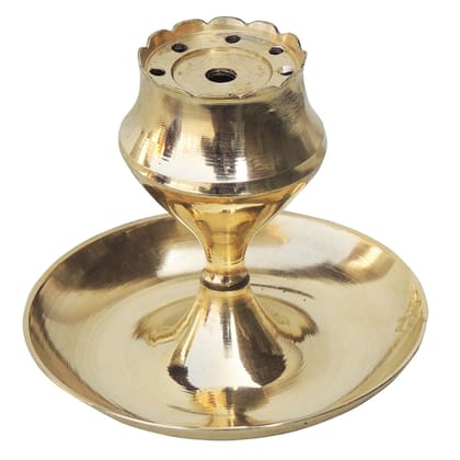 Brass God Temple Agardan, Agarbatti Stand Plate, Height : 2.6 Inch (FMAS637 B)