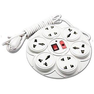 Daybetter 8+1 Round Strip Extension Cord 6 A 8 Universal Multi Plug Point Extensio Board With Led (Cord 2 Meter 230V Cream Tar-G1