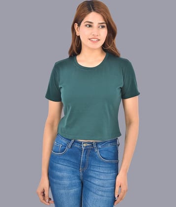 QuaClo Women's Cotton Crop Top ( Green )