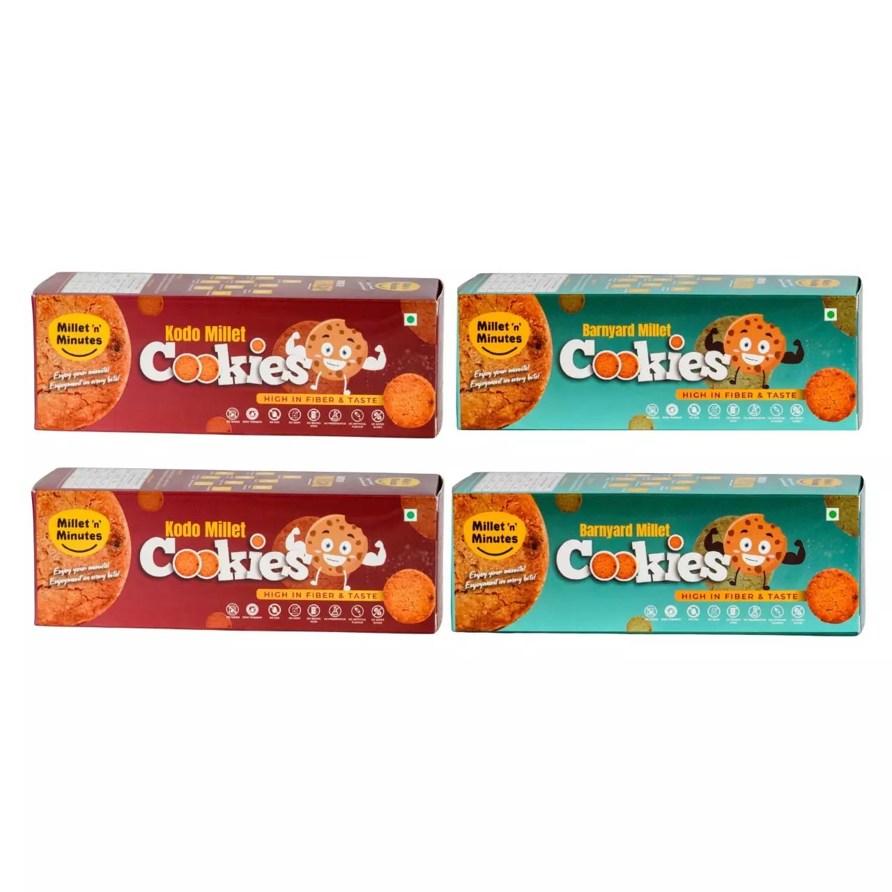 MilletnMinutes Kodo Millet (2 Packs) & Barnyard Millet (2 Packs) – Combo of Gluten-Free, Nutrient-Dense Whole Grains – Perfect for Healthy and Balanced Meals 100gm each