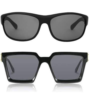 Kanny Devis - Black Rectangular Sunglasses ( Pack of 2 )