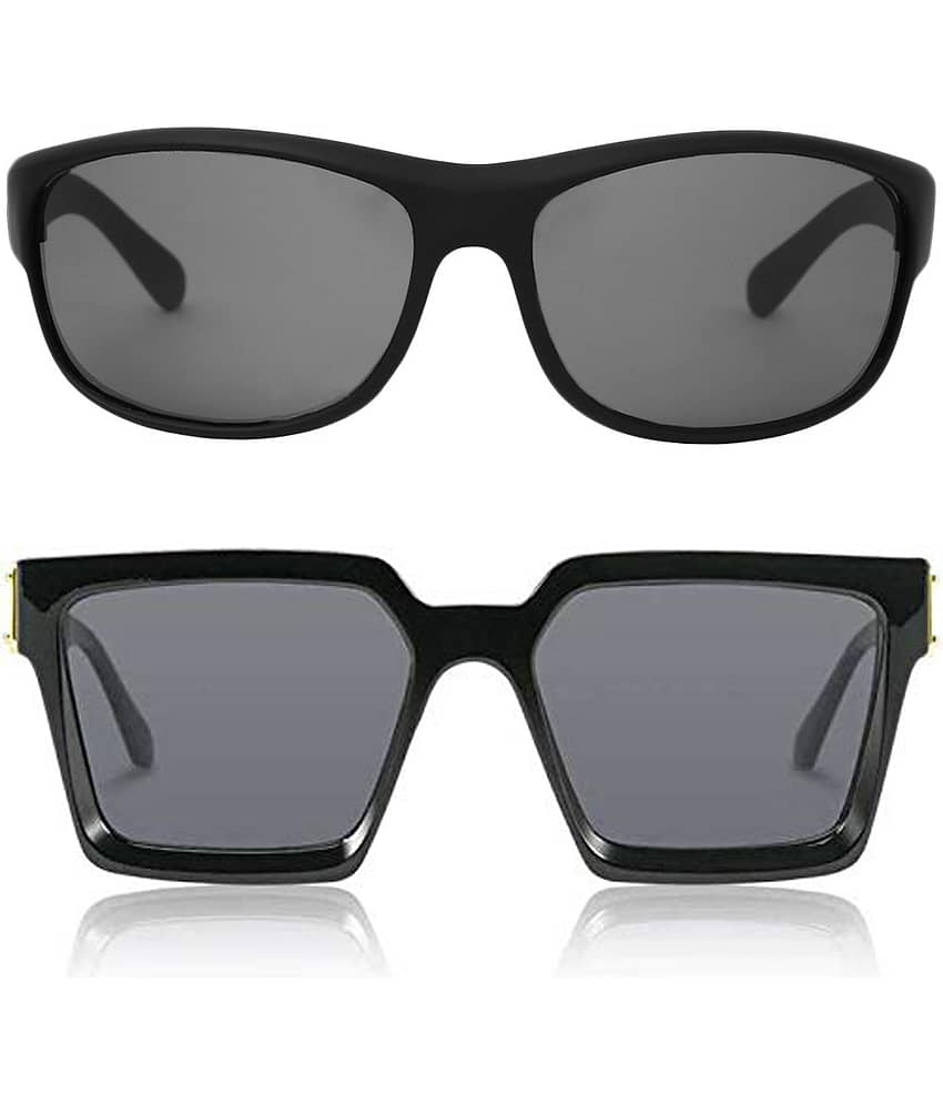 Kanny Devis - Black Rectangular Sunglasses ( Pack of 2 )