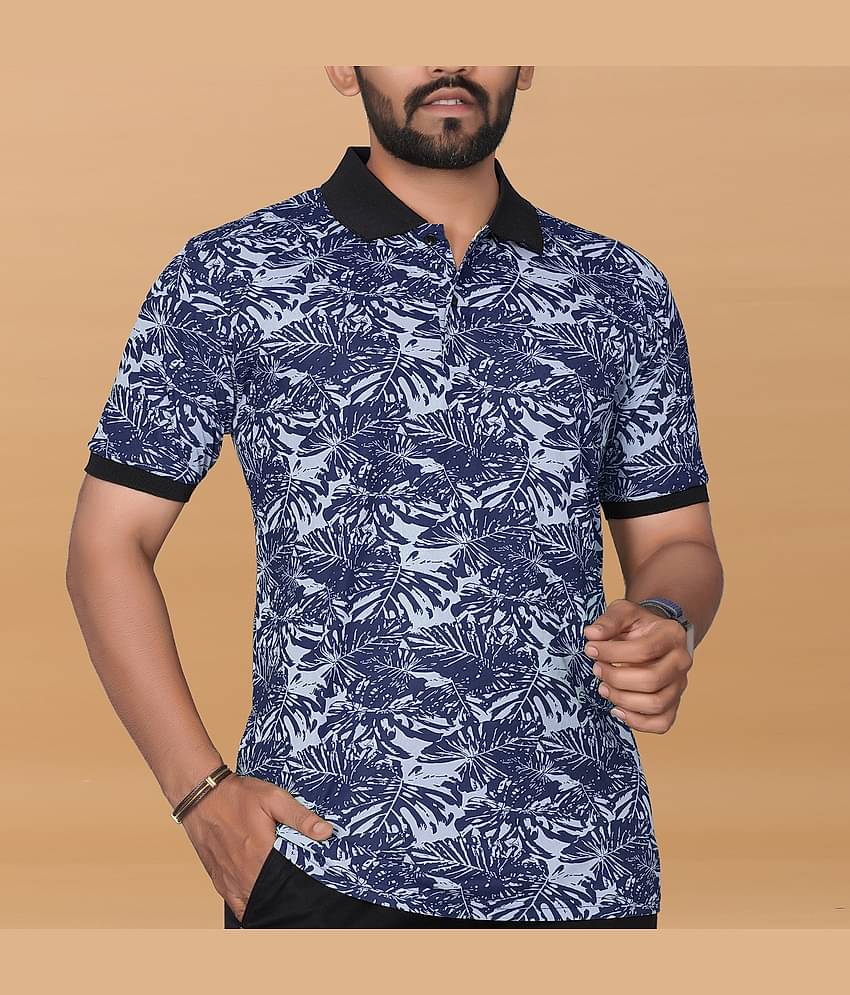 KAJARU Pack of 1 Polyester Regular Fit Printed Half Sleeves Men's Polo T Shirt ( Multicolor )