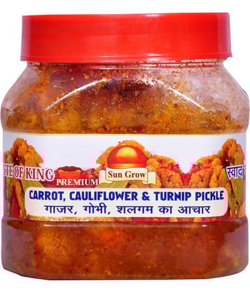 Sun Grow Gobhi Gajar Shalgam Premium Achar Punjabi Style - Cauliflower Carrot Turnip Sweet and Sour Pickle 500 g