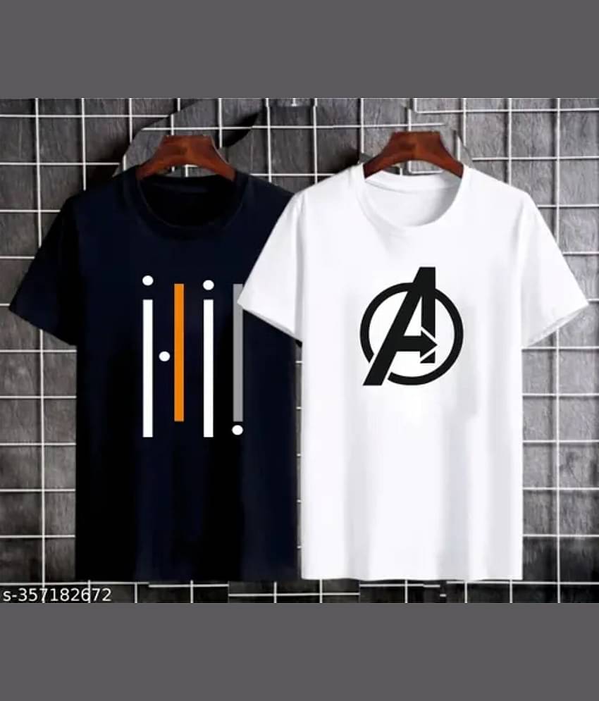 TREND SKY Pack of 2 Polyester Regular Fit Men's T-Shirt ( Multicolor )