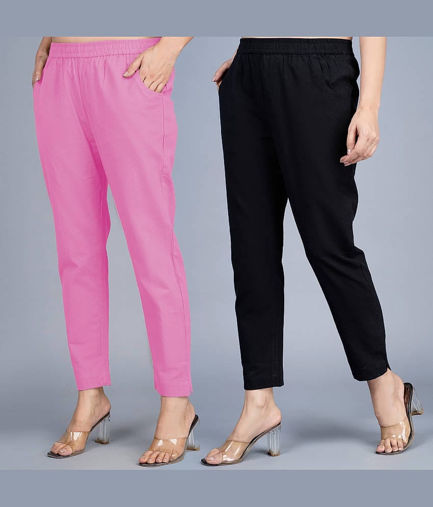 QuaClo - Multi Color Cotton Regular Women's Formal Pants ( Pack of 2 )