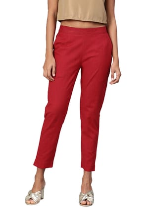 Maroon Straight Fit Solid Regular Pant-26