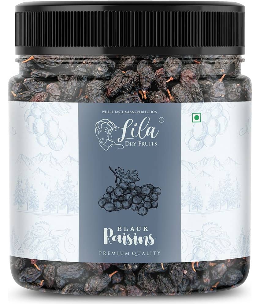 LILA DRY FRUITS Black Raisins 500g Premium Afghani Kali Kishmish Antioxidant Rich Snack