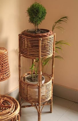 Handmade Natural Cane Flowe Pot Plant Stand Planter | Rattan | Varnish Brown Color | 1 Piece Handmade Natural Cane Flowe Pot Plant Stand Planter | Rattan | Varnish Brown Color | 1 Piece