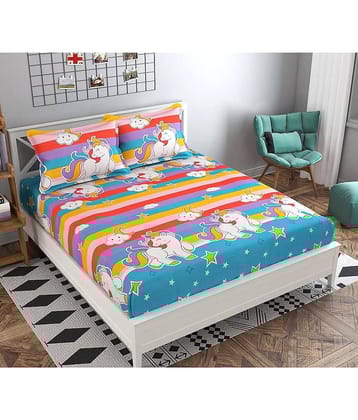 Home Style Polyester Double Bedsheet ( Multicolor )