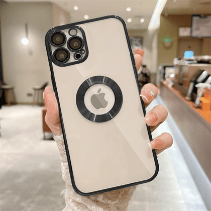 iPhone 12 Pro Chrome Ring Logo Cut Case-Black