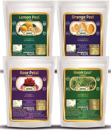 Biotic Natural Lemon Peel, Orange Peel, Rose Petal and Neem Leaf Powder Face 400 gm