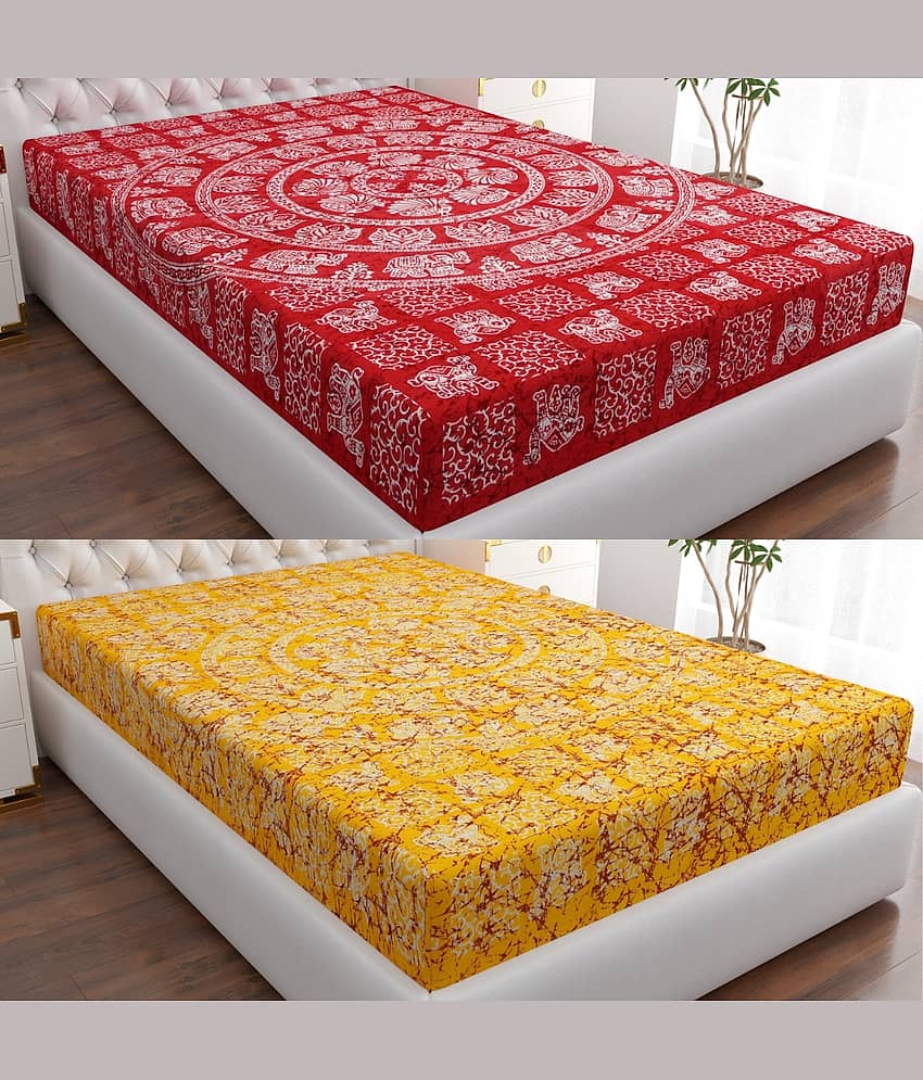 COZYKO Cotton 2 Single Bedsheet without Pillow cover ( Multicolor )