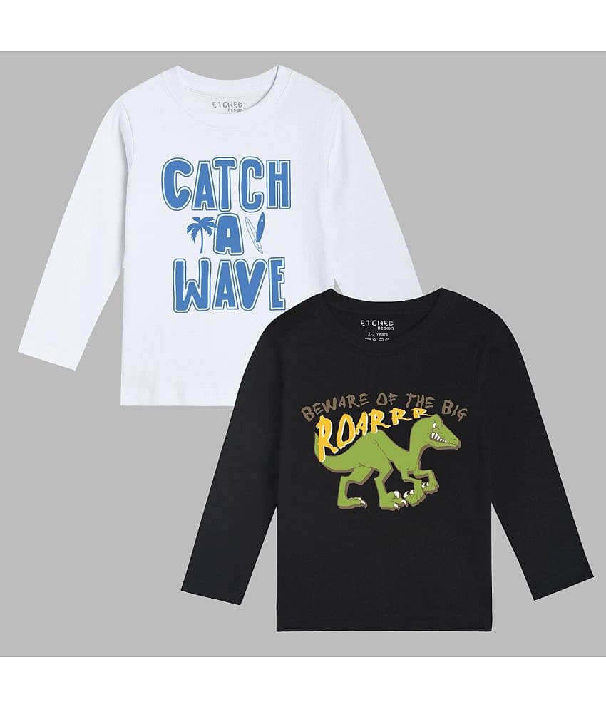 ETCHED DESIGN Pack of 1 Boys Cotton T-Shirt ( Multicolor )