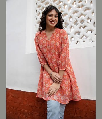 Janasya Women's Georgette Tunic ( Orange )