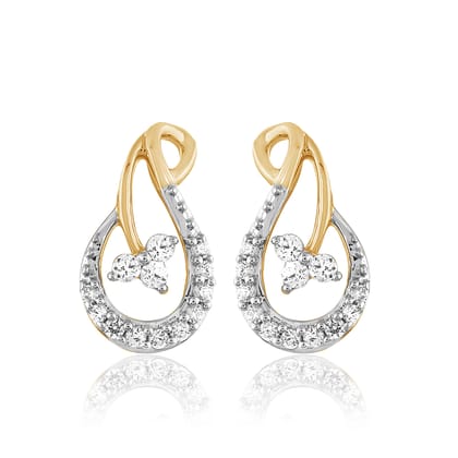 Senco Gold Overlap Diamond Studs (1.7 gram / 0.15 Ct / HI-SI / 14K Yellow Gold)