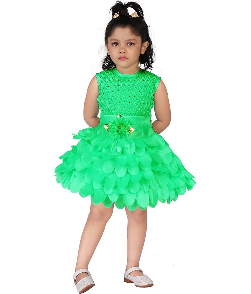 Eva And Ali Pack of 1 Baby Girls Silk Blend Frock ( Fluorescent Green )